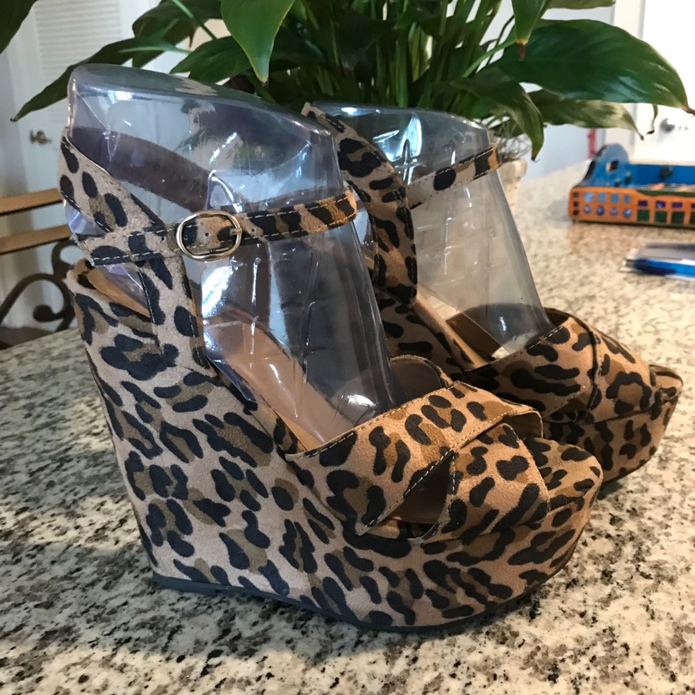Cheetah print wedge heels